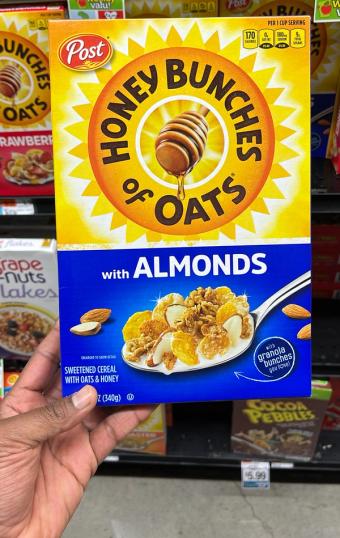 Honey Bunches Of Oats, Honey Bunches Of Oats Cereal with Almonds 12 oz, barcode: 0884912359162, has 5 potentially harmful, 1 questionable, and
4 added sugar ingredients.