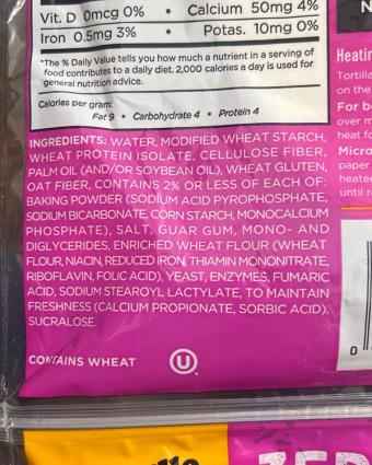 La Tortilla Factory, Zero net carb cuttin tortilla, barcode: 0078858521442, has 5 potentially harmful, 6 questionable, and
    0 added sugar ingredients.
