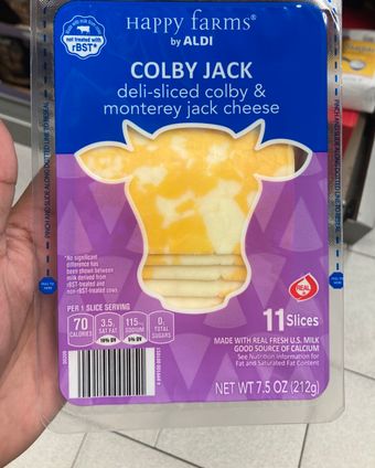 Happy Farms, DELI-SLICED COLBY & MONTEREY JACK CHEESE, barcode: 4099100001051, has 0 potentially harmful, 1 questionable, and
    0 added sugar ingredients.