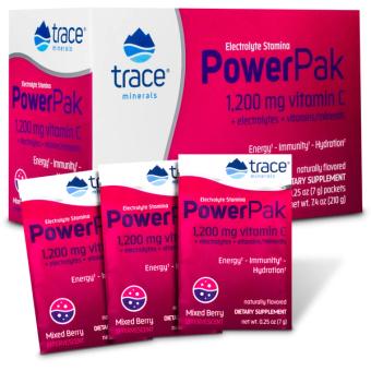 Trace Minerals Research, Electrolyte Stamina Power Pak, Non-GMO Mixed Berry 30 packets, barcode: 0878941002878, has 0 potentially harmful, 2 questionable, and
    1 added sugar ingredients.