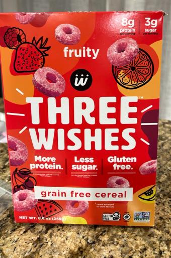Three Wishes Foods Inc., fruity, barcode: 0850016813022, has 0 potentially harmful, 1 questionable, and
    2 added sugar ingredients.