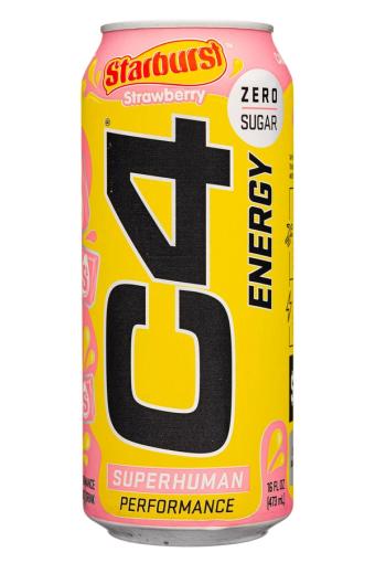 C4, C4 Zero Sugar Starburst Strawberry Energy Drink 16 fl oz, barcode: 0842595121759, has 2 potentially harmful, 3 questionable, and
0 added sugar ingredients.