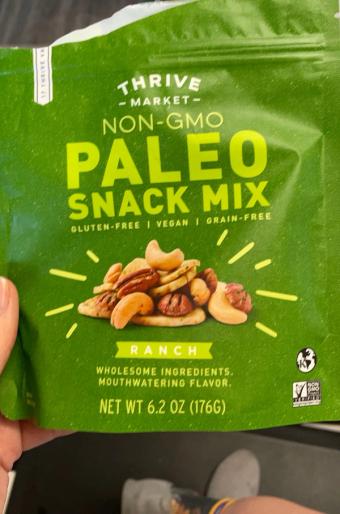 Thrive Market, Paleo Snack Mix Ranch, barcode: 0671635703750, has 0 potentially harmful, 0 questionable, and
    0 added sugar ingredients.
