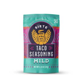 Siete, MILD TACO SEASONING, MILD, barcode: 0851769007751, has 0 potentially harmful, 0 questionable, and
    0 added sugar ingredients.