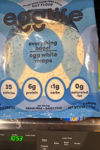 Egglife, Egglife Everything Bagel Egg White Wraps 6 ea, barcode: 0810023540083, has 0 potentially harmful, 2 questionable, and
    0 added sugar ingredients.