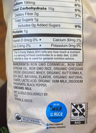 Simply Nature, Simply Nature White Cheddar Puffs, barcode: 4099100118124, has 2 potentially harmful, 3 questionable, and
    0 added sugar ingredients.