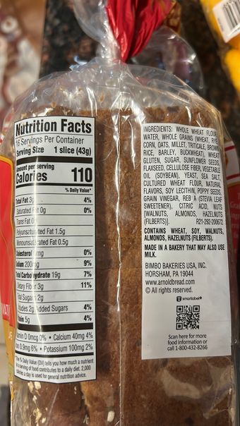 Bimbo Bakeries Usa, Inc., 12 GRAIN BREAD, 12 GRAIN, barcode: 0073410000267, has 2 potentially harmful, 4 questionable, and
    1 added sugar ingredients.