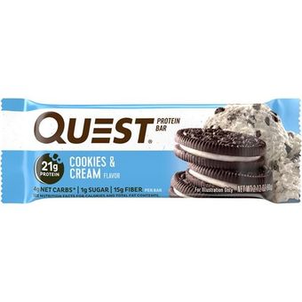 Quest Nutrition, Llc, COOKIES & CREAM FLAVOR PROTEIN BAR, COOKIES & CREAM, barcode: 0888849000005, has 1 potentially harmful, 5 questionable, and
0 added sugar ingredients.