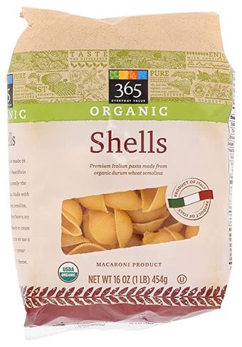 Whole Foods Market, Inc., PREMIUM ITALIAN PASTA MACARONI PRODUCT, SHELLS, barcode: 0099482431143, has 0 potentially harmful, 0 questionable, and
    0 added sugar ingredients.