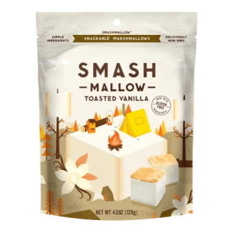 Smashmallow, COCONUT PINEAPPLE SNACKABLE MARSHMALLOWS, COCONUT PINEAPPLE, barcode: 0857944006014, has 0 potentially harmful, 0 questionable, and
    3 added sugar ingredients.