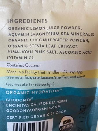 Goodonya, Hydrate: Daily Electrolytes, barcode: 0858151003247, has 0 potentially harmful, 1 questionable, and
    0 added sugar ingredients.