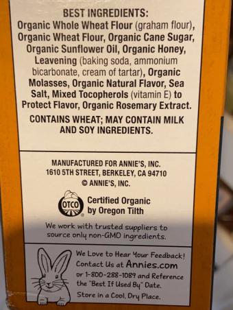 Annie's, Annie's Organic Honey Grahams Graham Crackers 14.4 oz, barcode: 0013562000524, has 0 potentially harmful, 2 questionable, and
3 added sugar ingredients.