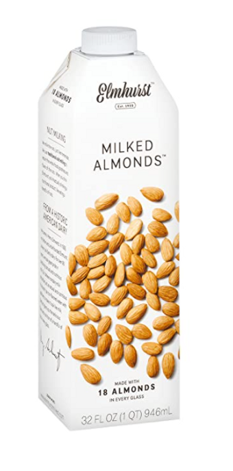 Elmherst, Elmhurst Beverage Almond Milked, barcode: 018944000024, has 0 potentially harmful, 1 questionable, and
    1 added sugar ingredients.