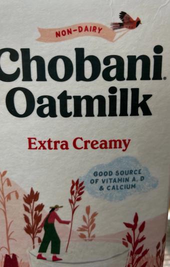 Chobani Oat, Chobani Extra Creamy Oat Drink 52 fl oz, barcode: 0818290017031, has 1 potentially harmful, 2 questionable, and
    0 added sugar ingredients.