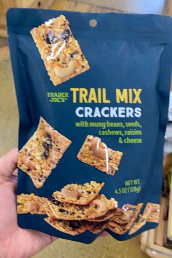 Trader Joe's, Trail Mix Crackers With Mung Beans, Seeds, Cashews, Raisins, & Cheese , barcode: 0000000654111, has 1 potentially harmful, 4 questionable, and
    2 added sugar ingredients.