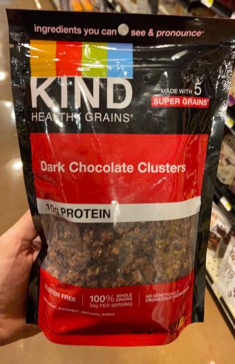 Kind Inc., WHOLE GRAIN CLUSTERS, DARK CHOCOLATE, barcode: 0602652171994, has 1 potentially harmful, 2 questionable, and
4 added sugar ingredients.