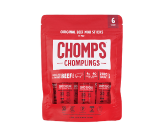 Chomps , Chomps Mild Original Beef Chomplings 0.5 oz, barcode: 0856584004572, has 0 potentially harmful, 1 questionable, and
    0 added sugar ingredients.