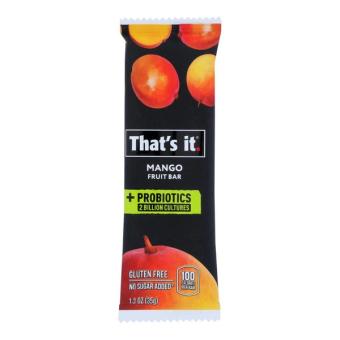 That's It Nutrition, Llc , That's It Mango Probiotic Fruit Bar, barcode: 0850000547162, has 0 potentially harmful, 0 questionable, and
    0 added sugar ingredients.