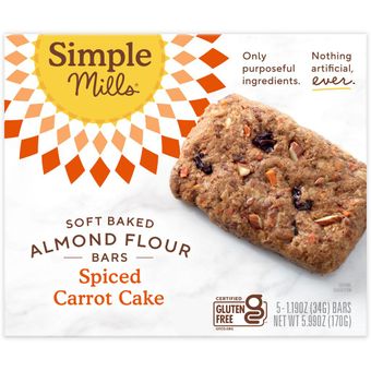 Simple Mills , SPICED CARROT CAKE ALMOND FLOUR BARS, SPICED CARROT CAKE, barcode: 0856069005506, has 0 potentially harmful, 0 questionable, and
    2 added sugar ingredients.