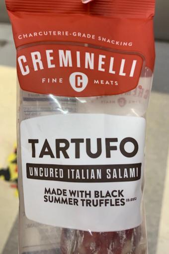 Creminelli Fine Meats , TARTUFO MADE WITH BLACK SUMMER TRUFFLES UNCURED ITALIAN SALAMI, TARTUFO, barcode: 0853544005242, has 0 potentially harmful, 2 questionable, and
    0 added sugar ingredients.