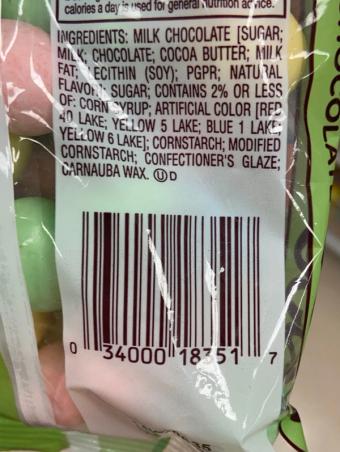 Hershey's, Hershey's Candy Coated Milk Chocolate Eggs 8 oz, barcode: 0034000183517, has 4 potentially harmful, 6 questionable, and
    2 added sugar ingredients.