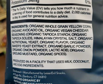 Lesser Evil, Lesser Evil Space Balls, barcode: 0850038090791, has 0 potentially harmful, 2 questionable, and
0 added sugar ingredients.