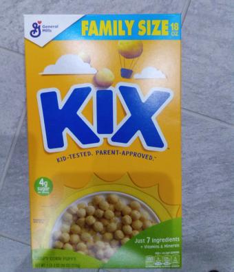 Kix, Kix Family Size Cereal 18 Oz, barcode: 0016000171046, has 0 potentially harmful, 1 questionable, and
    2 added sugar ingredients.