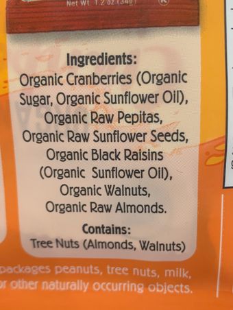 Nature's Garden, Organic Trail Mix, barcode: 0846548071160, has 0 potentially harmful, 1 questionable, and
    1 added sugar ingredients.