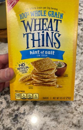 Wheat Thins, Wheat Thins Hint Of Salt Low Sodium Snacks 8.5 Oz, barcode: 0044000069223, has 2 potentially harmful, 1 questionable, and
    3 added sugar ingredients.