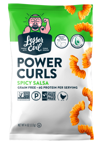 Lesser Evil, Spicy Salsa Power Curls, barcode: 0855611008118, has 0 potentially harmful, 4 questionable, and
    0 added sugar ingredients.