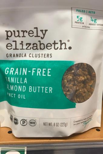 Purely Elizabeth , VANILLA ALMOND BUTTER GRAIN-FREE GRANOLA, VANILLA ALMOND BUTTER, barcode: 0810589030295, has 0 potentially harmful, 0 questionable, and
    1 added sugar ingredients.