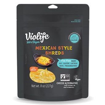 Violife, Violife Mexican Style Shreds Cheese Alternative 8 Oz, barcode: 0810934031137, has 0 potentially harmful, 2 questionable, and
    1 added sugar ingredients.