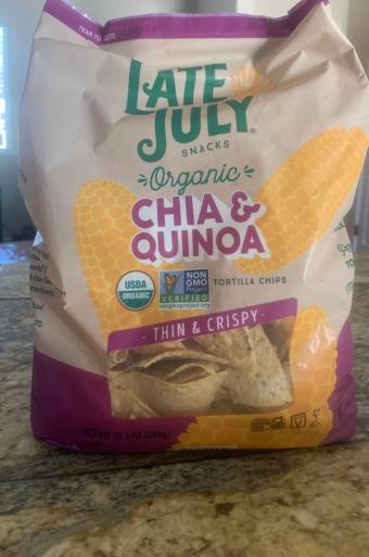 Late July, Late July Organic Chia & Quinoa Tortilla Chips 10.1 Oz, barcode: 0815099021658, has 0 potentially harmful, 2 questionable, and
    0 added sugar ingredients.