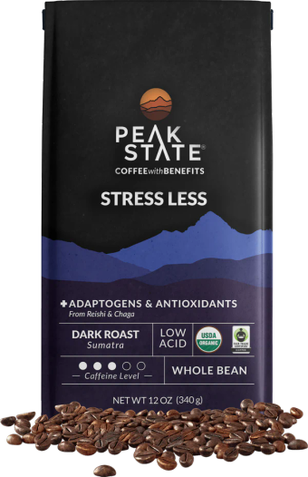 Peak State, Stress Less Colombia Dark Roast, barcode: 0860002816357, has 0 potentially harmful, 0 questionable, and
    0 added sugar ingredients.