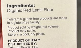 Tolerant, RED LENTIL ROTINI, RED LENTIL, barcode: 0837186006294, has 0 potentially harmful, 0 questionable, and
    0 added sugar ingredients.