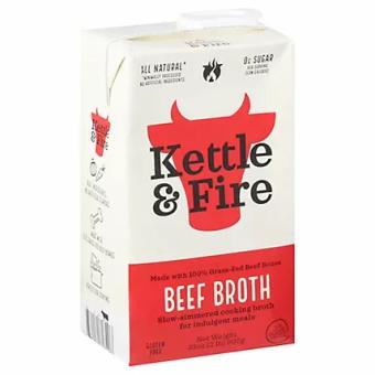 Kettle & Fire, Kettle & Fire Beef Broth 32 oz Brick, barcode: 0850010613406, has 0 potentially harmful, 0 questionable, and
0 added sugar ingredients.