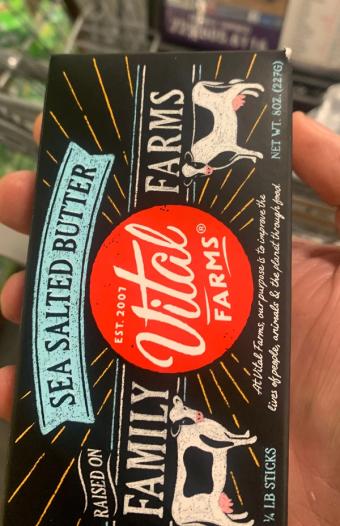 Vital Farms Inc., PASTURE [tilde] RAISED SEA SALTED BUTTER, SEA SALTED, barcode: 0861745000072, has 0 potentially harmful, 0 questionable, and
    0 added sugar ingredients.