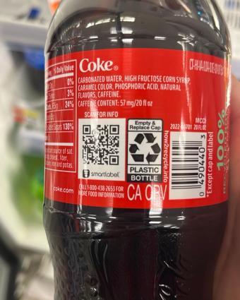 Coca-cola, Coca-Cola, barcode: 0000004904403, has 3 potentially harmful, 1 questionable, and
    1 added sugar ingredients.