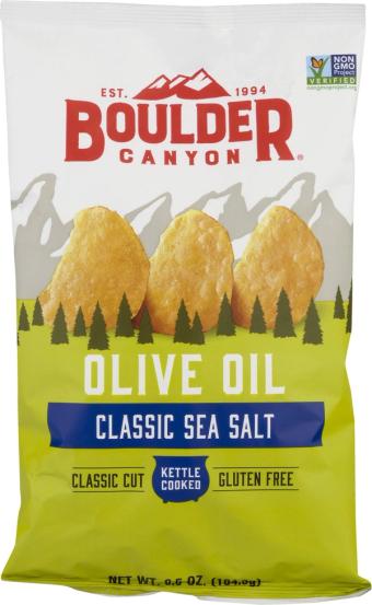 Inventure Foods, Inc., BOULDER CANYON, KETTLE COOKED POTATO CHIPS, barcode: 0708163122279, has 0 potentially harmful, 0 questionable, and
    0 added sugar ingredients.