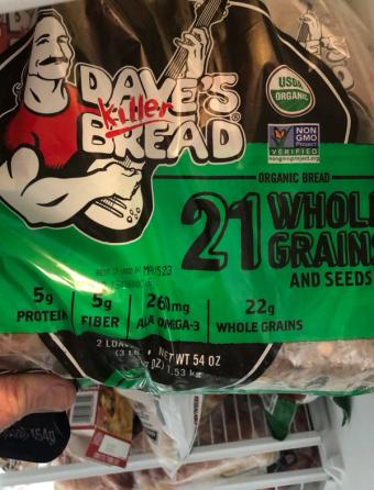 Dave's Killer Bread, Dave's Killer Bread® 21 Whole Grains And Seeds, Whole Grain Organic Bread, 2-27 Oz Loaves, barcode: 0013764027756, has 0 potentially harmful, 0 questionable, and
    2 added sugar ingredients.
