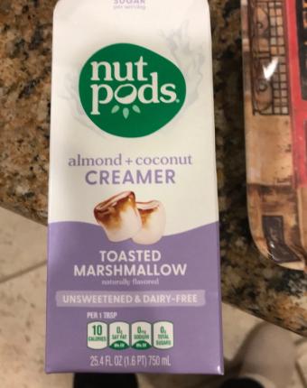 Nutpods, Nutpods Toasted Marshmallow Unsweetened & Dairy Free Almond + Coconut Creamer 25.4 Fl Oz, barcode: 0850026212235, has 0 potentially harmful, 2 questionable, and
0 added sugar ingredients.