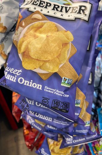 Old Lyme Gourmet Company, DEEP RIVER SNACKS, KETTLE COOKED POTATO CHIPS, barcode: 0850668000443, has 0 potentially harmful, 3 questionable, and
    2 added sugar ingredients.