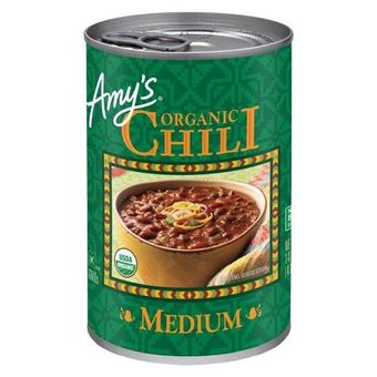 Amy's Kitchen Inc., MEDIUM BLACK BEAN ORGANIC CHILI, MEDIUM BLACK BEAN, barcode: 0042272005307, has 0 potentially harmful, 2 questionable, and
    0 added sugar ingredients.