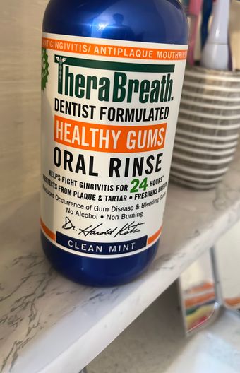Therabreath, TheraBreath Healthy Gums Clean Mint Oral Rinse 16 fl oz, barcode: 0697029421437, has 2 potentially harmful, 0 questionable, and
    0 added sugar ingredients.