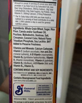 General Mills , Dulce de Leche Toast Crunch Breakfast Cereal, 12 oz, barcode: 0016000179233, has 5 potentially harmful, 3 questionable, and
    3 added sugar ingredients.