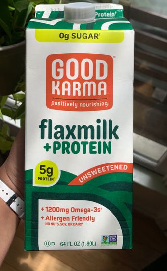Good Karma Foods, Inc., FLAXMILK + PROTEIN, UNSWEETENED, barcode: 0829462001208, has 0 potentially harmful, 3 questionable, and
    0 added sugar ingredients.