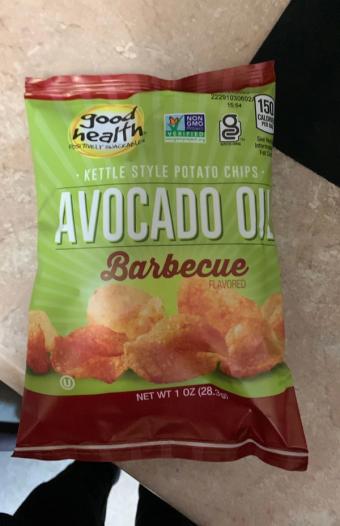 Good Health Natural Products Inc., BARBECUE AVOCADO OIL KETTLE STYLE CHIPS, BARBECUE AVOCADO OIL, barcode: 0755355008224, has 0 potentially harmful, 2 questionable, and
    1 added sugar ingredients.