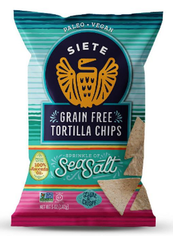 Siete, Siete Grain Free Sea Salt Tortilla Chips 9.5 Oz, barcode: 0851769007775, has 0 potentially harmful, 0 questionable, and
    0 added sugar ingredients.