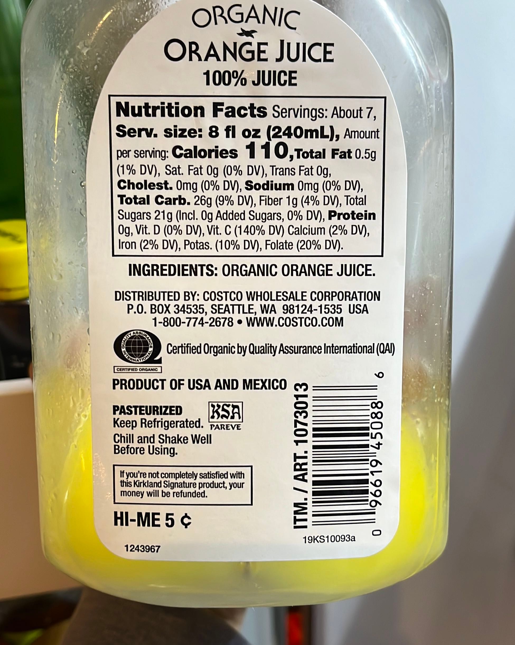 Costco orange juice best sale