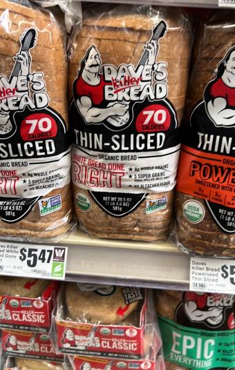 Dave's Killer Bread, DAVES KILLER BREAD Thin-Sliced Organic White Bread Done Right Bread 20.5 oz, barcode: 0013764028081, has 1 potentially harmful, 0 questionable, and
    1 added sugar ingredients.